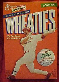 Wheaties Mark McGuire 70 home runs, Cereal box, MINT
