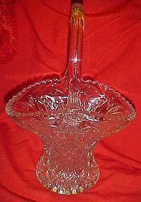 Tall clear pattern glass flower basket