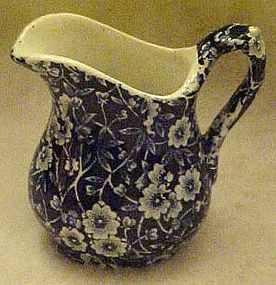 Blue calico chintz creamer, Made in England