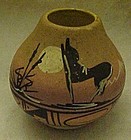 Native American Navajo  pottery tourist vase, signed