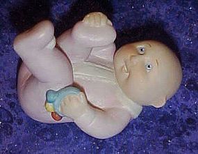 Bisque porcelain cabage patch baby figurine, pink girl