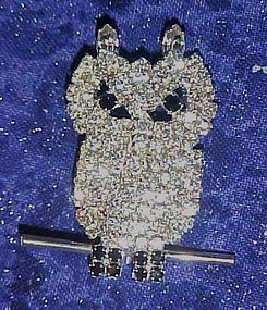 Glittery OTC swarovski rhinestone owl pin