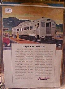 Vintage Budd Railroad train advertisement 1950