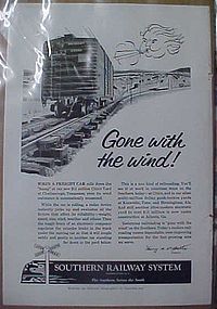 Vintage 1956 Southern Railway train advertising ad