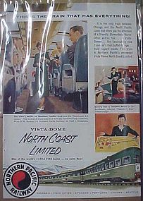 Vintage  Northern Pacific Railway, railroad train add