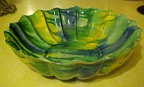 Vintage Mexican pottery bowl, beautiful  colorful glaze