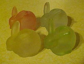 Pink, Green, yellow, white, frost, bunny candleholders