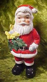 Vintage  JAPAN ceramic Santa figurine, holding holly,