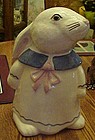 Vintage white rabbit  in a dress cookie jar