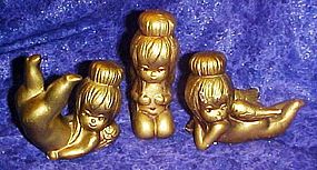 Vintage  60's gold  nude Christmas angel figures