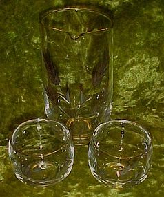 Hand blown  glass martini set,, cut  wheat pattern,