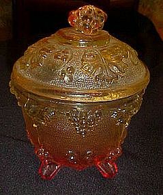 Jeanette or Indiana grape and leaf amberina sugar bowl