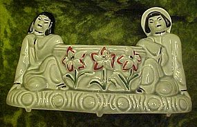 Royal Copley Oriental Asian couple, planter vase