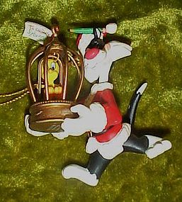 Looney Tunes Sylvester Santa and Tweety ornament