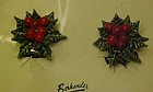 Vintage Berkander Christmas Holly and berries earrings