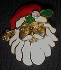 Wonderful enamel Santa Face Christmas pin with bell