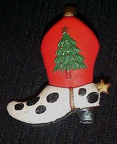 Cowboy boot Christmas pin