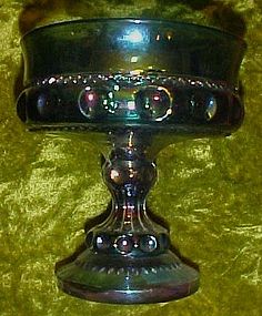 Indiana glass Kings Crown blue carnival compote