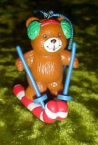 Avon Frosty Treats ornament, bear on candy cane skiis