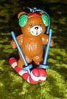 Avon Frosty Treats ornament, bear on candy cane skiis