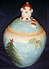 Large hand painted ceramic Snowman cookie jar