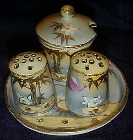 Antique hand painted Japan Nippon condiment set