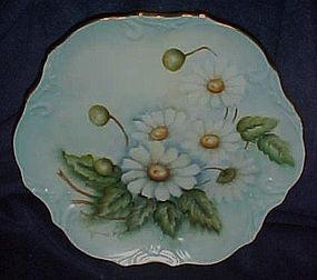 Hand painted cabinet plate daisies, signed McDonough