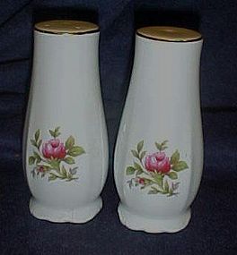 Tall porcelain salt pepper shakers with rose pattern