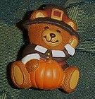 Hallmark pilgrim boy bear, Thanksgiving pin 1989