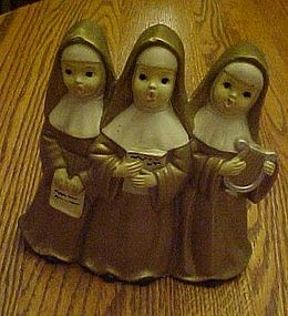 Vintage musical Nun trio figurine, Japan