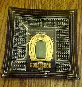 Binions Horseshoe club ashtray 1970 square smoked glass