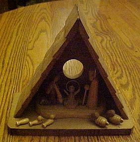 Vintage all wood Creche & Nativity decoration