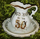 Lefton Golden 50th anniversary large pitcher and bowl