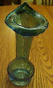 Blue controlled bubble Jack in the pulpit vase,  pontil