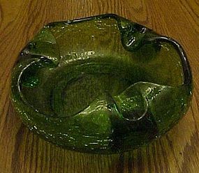 Vintage Viking nile green crackle glass cigar ashtray