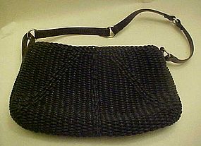 Liz Claiborne designer woven black purse leather handle