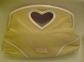 Great XOXO woven tote purse with heart handle