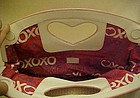 Great XOXO woven tote purse with heart handle