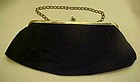 Vintage black fabric evening bag with chain handle