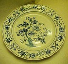 Double Phoenix blue and white Ming tree dinner plate