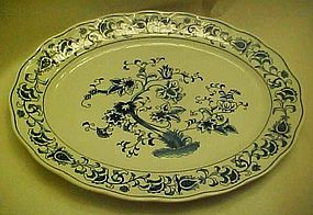 Double Phoenix blue and white Ming tree oval platter 14