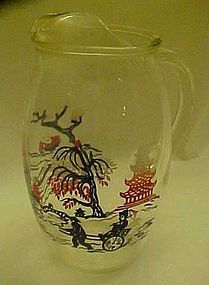 Willow ware polychrome variant pattern juice pitcher