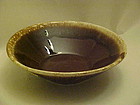 Large brown mirror drip serving bowl 8 3/4"