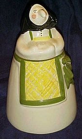 Vintage glazed ceramic Kitchen Witch cookie jar poppet