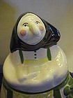 Vintage glazed ceramic Kitchen Witch cookie jar poppet