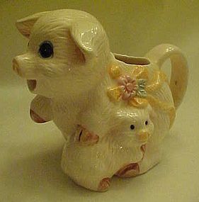 Adorable Pig and baby ceramic creamer