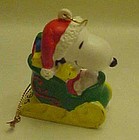 Snoopy in sleigh pvc Christmas ornament 1996
