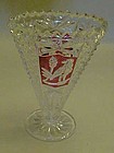 Hofbauer Byrds ruby flashed fan vase