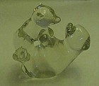 Solid glass bear and cub figurine