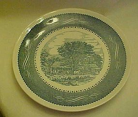 Currier and Ives large round chop plate Anchor Hocking